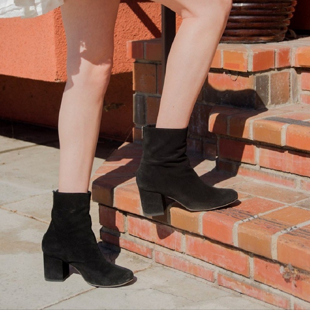 Free People Cecile Velvet Block Booties NWB